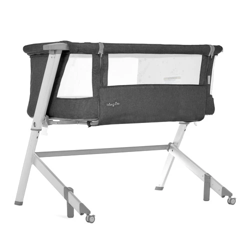 Dream On Me Skylar Bassinet and Bedside Sleeper, Adjustable Heights, Breathable Mesh Sides, Plush Mattress Pad, Wheels with Safety Locks & Tool-Free Assembly, Compact Fold & Travel Bag - Black
