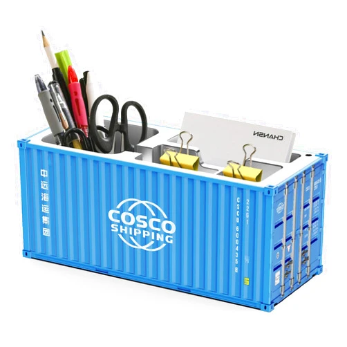 Yixoo Desk Organizer, Pen Pencil Holder, Business Name Cards Holder, Shipping Container Model Storage Box, Secret Storage Box with Multiple Compartments Office Supplies Multi-function (COSCO)