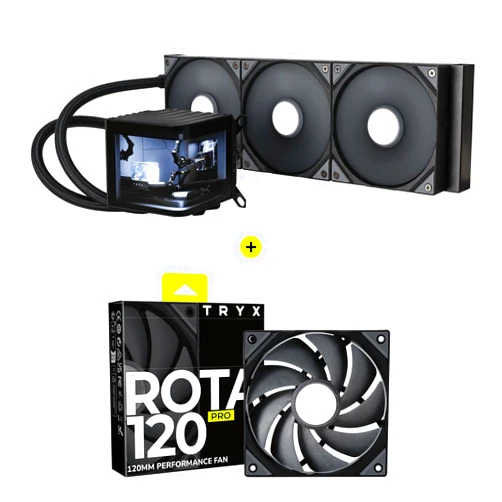 TRYX Panorama 360 Curved Screen 360mm AIO and ROTA PRO 120 High Performance LCP Case Fan Bundle
