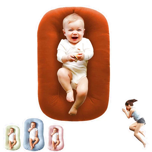 Oliwex Baby Lounger,Baby Lounger Pillow for Newborn, 0-12 Months Baby Pillow Cosleeping for Baby in Bed, Newborn Lounger for Boys Girls (Coffee)