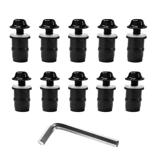 KVAEY 10 PCS Motorcycle Windshield Bolt Screw Kit, Aluminum Alloy Windscreen Mounting Bolt Screws, Universal Windshield Screws Bolts Nuts for Motorcycle Fairings, Car Accessories (Black)