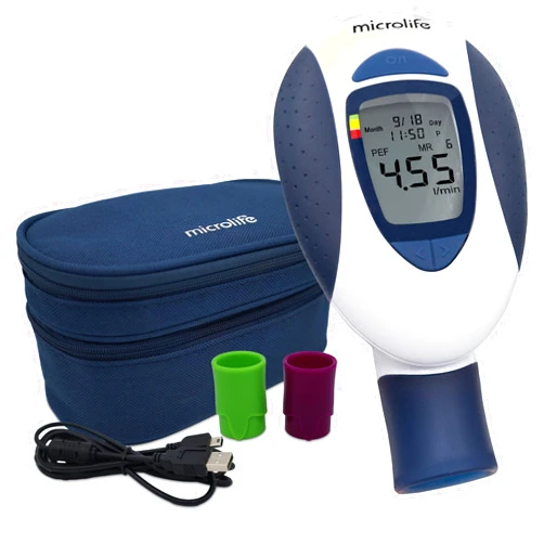 Microlife (Deluxe Kit) Digital Peak Flow Meter Tests PEF / FEV1 / Early Detection of Asthma Attacks | Spirometer for Kids & Adults | Perfect for Monitoring Asthma, COPD & other Lung Conditions at Home