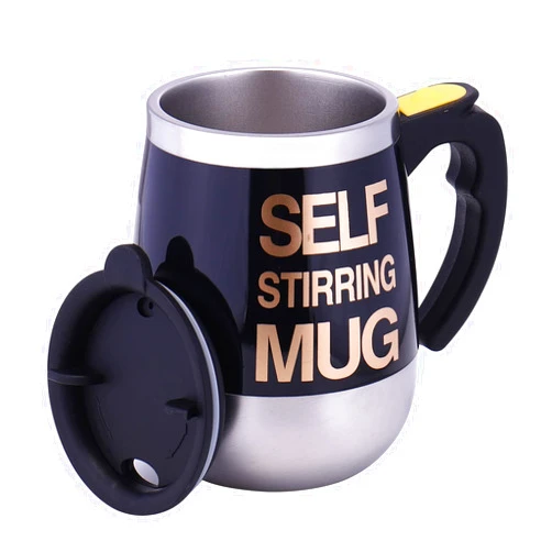 IAMPDD Self Stirring Mug Auto Self Mixing Stainless Steel Cup for Coffee/Tea/Hot Chocolate/Milk Mug for Office/Kitchen/Travel/Home -450ml/15oz The best gift（black）
