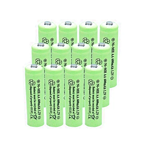GLEPOWEER NiMH AA 600mAh 1.2V Rechargeable Batteries for Solar Lights, Garden Lights, Remotes, Mice(Pack of 12)