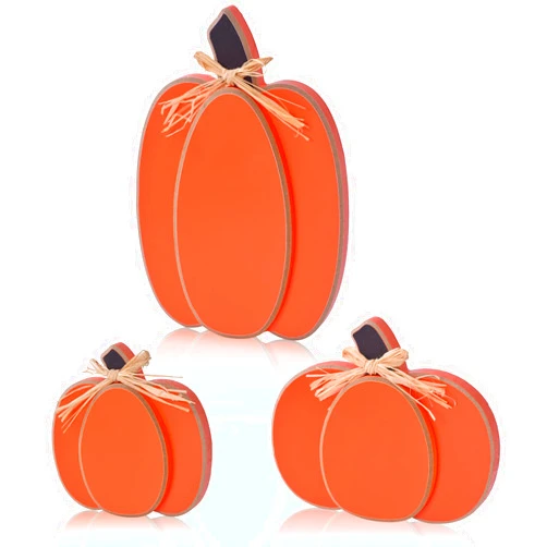 IDATOO Thanksgiving Decorations for Home, 3PCs Rustic Fall Decor Wooden Pumpkin Tabletop Sign Block Set, Autumn Tiered Tray Décor for Halloween Farmhouse Harvest Mantel Table Centerpiece (Rustic)