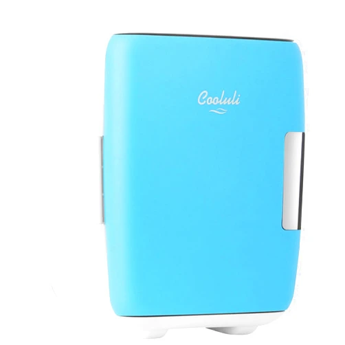 Cooluli Mini Fridge for Bedroom - Car, Office Desk & Dorm Room - Portable 4L/6 Can Electric Plug In Cooler & Warmer for Food, Drinks, Skincare Beauty & Makeup - 12v AC/DC & Exclusive USB Option, Blue