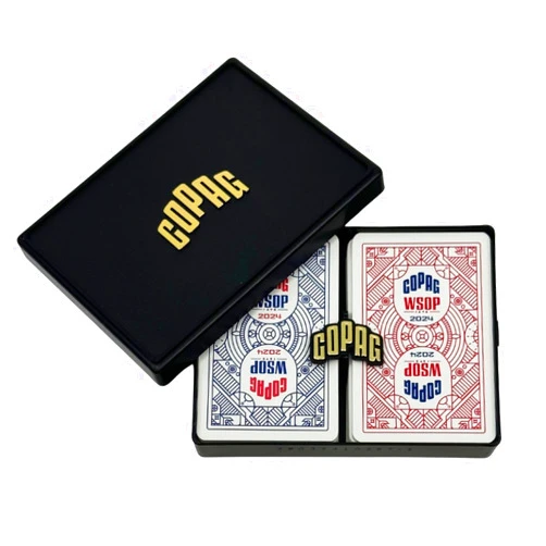 Copag WSOP 2024 Retro Design 100% Plastic Playing Cards - Narrow Size (Bridge) Jumbo Index Blue/Red Double Deck Set