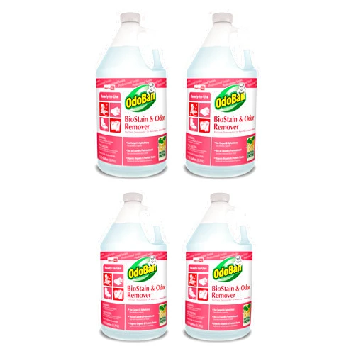 OdoBan Professional Cleaning and Odor Control Solutions, Ready-to-Use Biostain and Odor Remover, 4 Gallons