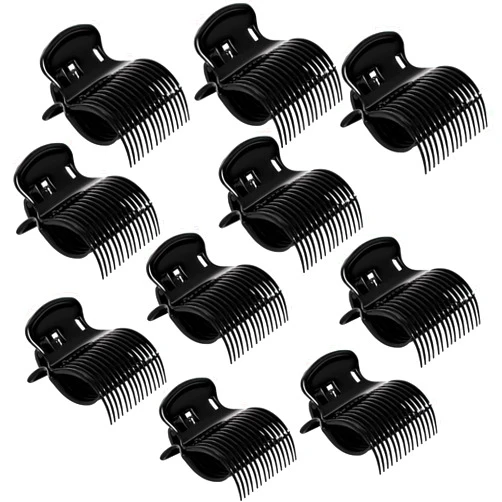 Medoca Hot Roller Clips -10PCS Hair Roller Clips - Hair Curler Claw Clip - Replacement Roller Clips for Women Girls Hair Section Styling - Black