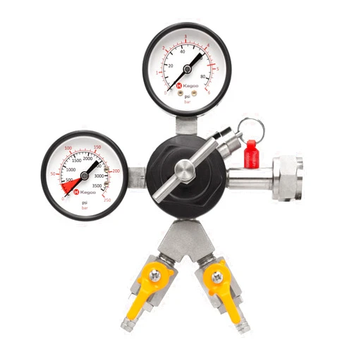 Kegco 762-2 - Double Gauge Two Product Regulator with Y splitter