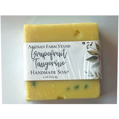 Artisan Farm Stand Grapefruit Tangerine Soap, 4 Ounce (Pack of 1), Yellow with green flecks