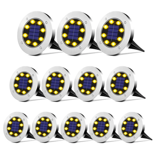 DUUDO Solar Lights Outdoor Waterproof 12Pack, Solar Garden Lights Pathway Lights Bright In-Ground Lights Landscape Lighting Outdoor Garden Decor for Yard, Patio, Driveway, Walkway Warm Light