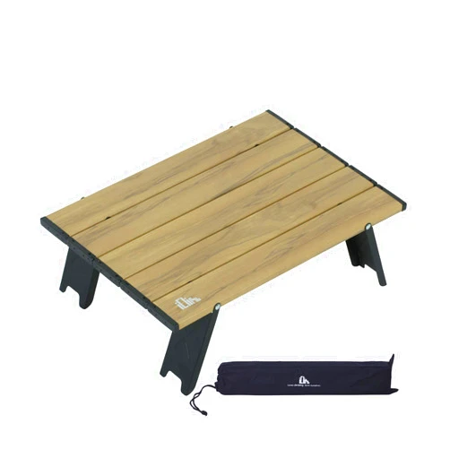 iClimb Ultralight Compact Mini Beach Picnic Folding Alu. Table with Carry Bag, Two Size (Nature - S)