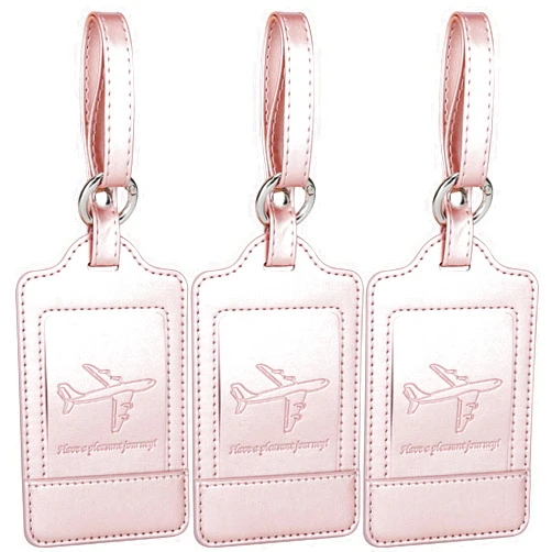 Teskyer Luggage Tags, 3 Pack Premium PU Leather Luggage Tags Privacy Protection Travel Bag Labels Suitcase Tags