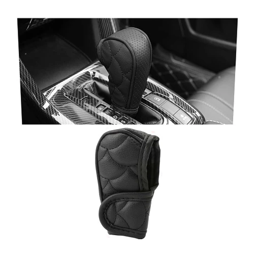 Bittwee Car Gear Shift Cover, Waterproof PU Leather Manual/Automatic Automotive Gear Stick Shift Knob Rod Dust Cover Protector with Velcro, Vehicle Interior Accessories