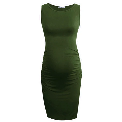 Smallshow Women's Sleeveless Maternity Dress Ruched Pregnancy Clothes