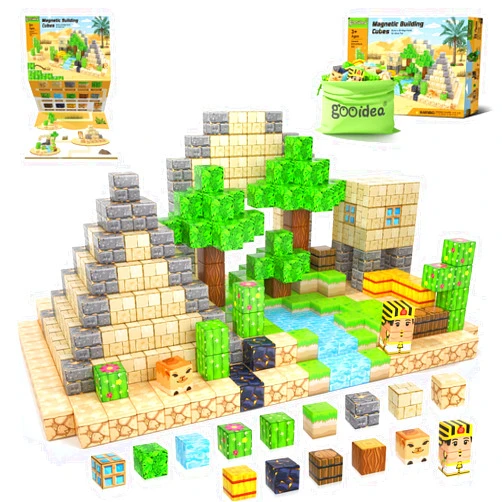 Gooidea Compatible Magnetic Blocks Kids Toys, Simulating Mine Magworld Building Craft, Desert Construction Toy, Magnetic Toy Refill Pack, Game Gift for 3+ Year Old Boys Girls