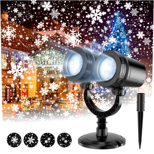 Afzdby Christmas Snowflake Projector Lights Outdoor,Double Head Snowfall Led Lights Waterproof,Landscape Decorative Lighting Projection Lamp for Xmas Holiday Wedding Indoor Garden Patio