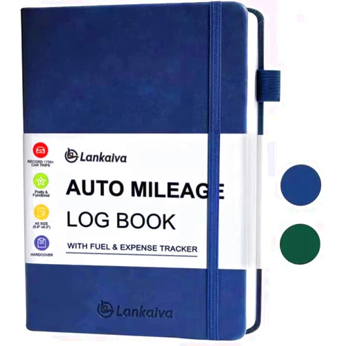 Lankaiva Mileage Log Book for Car - Vehicle Maintenance Log Book, 1768 Rides: Track Mileage, Expenses, Gas Consumption, Lubrication, Repairs and Accessories, Car Mileage Log Book for Taxes, Blue
