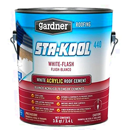 Gardner-Gibson Sta-Kool White Flash Pro White Roof Cement, 1 Gal., Flexible Roof Patch & Repair Compound, Ideal for Hot Climates, Contains UV Inhibitors