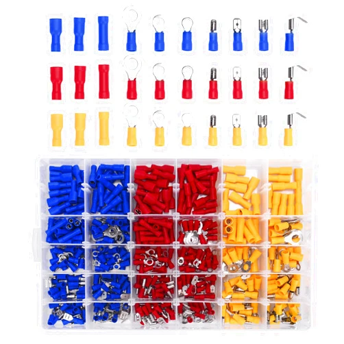 TAKSDAI Insulating Splice Cover for Electrical Cable, 480pcs Crimp Connectors Terminals Quick Disconnect Spade Ring Butt