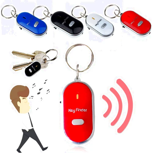 Generic Whistle Keychain Finder, Portable Car Keys Anti-Lost Device, LED Alarm Key Finder, Suitable for Elderly Children Adults 4 PCS (Black+Blue+Red+White)