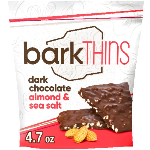 barkTHINS Dark Chocolate, Almond and Sea Salt Snacking Chocolate Bags, 4.7 oz (6 Count)