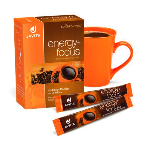 Javita Energy + Focus by Javita - 100% South American Medium Roast Coffee Blend, Arabica & Robusta plus Bacopa, Gotu Kola to help support Energy, Clarity & Focus, Great for Travel, Made in USA, 24 serv.
