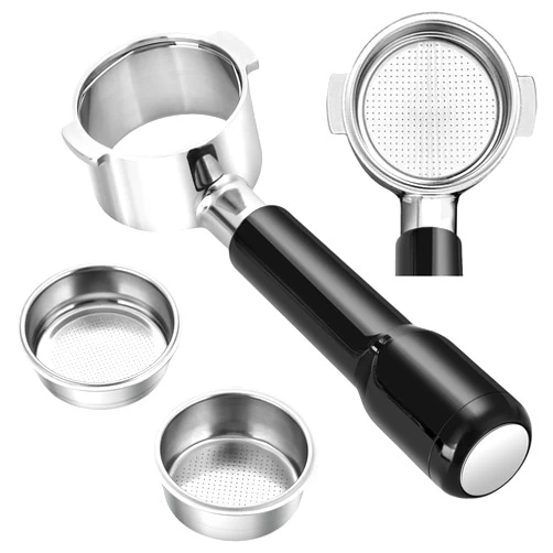 Kelodo 51mm Bottomless Portafilter with 2 Filter Baskets (Single + Double Shots),Compatible with Delonghi ECO310 / ECP35.31 / ECP3631 Bottomless Naked Portafilter