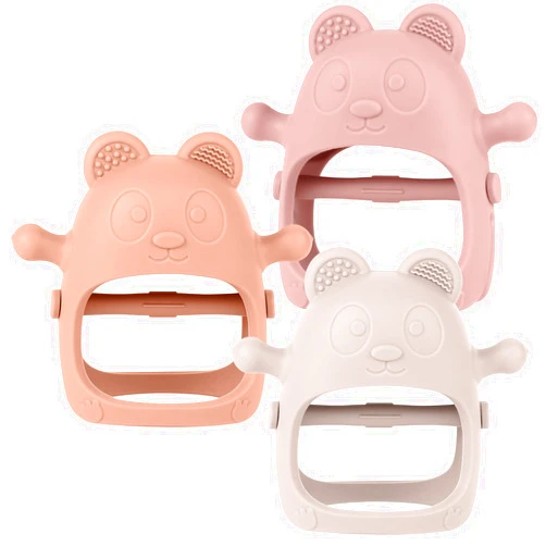 Eascrozn 3 Pack Baby Teething Toys for 3-6 6-12 Months, Food Grade Silicone Teething Mitten, Anti Dropping Wrist Hand Teethers Baby Chew Toys for Sucking Needs, BPA Free