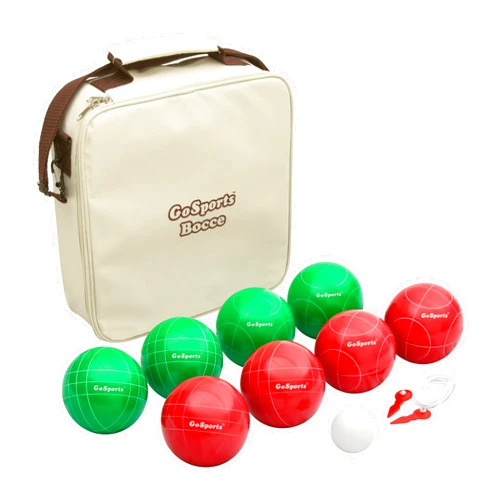 GoSports 100 mm Regulation Bocce Set with 8 Balls, Pallino, Case and Measuring Rope - Premium Official Size Set
