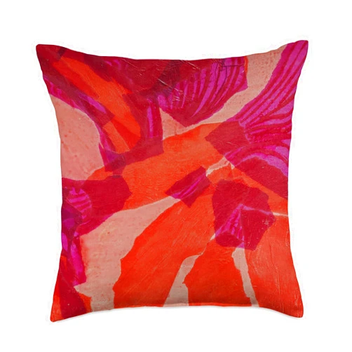 Arte prêt-à-porter Pink and Orange Flowers Throw Pillow, 18x18, Multicolor