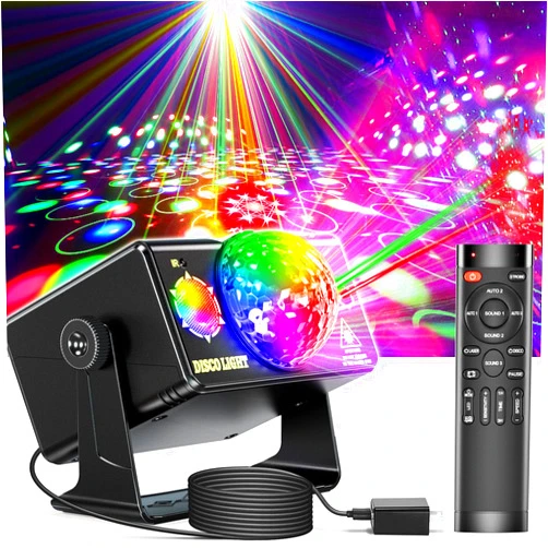 Caivimvn Party Lights, Dj Disco Lights, RGB 3 Lens DJ Strobe Light Sound Activated Stage Lights for Christmas Halloween Decorations Gift Birthday Wedding Karaoke KTV Bar (Background Version)