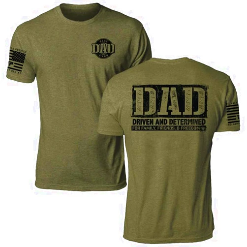 Til Valhalla Project D.A.D. Driven and Determined Tee | Veteran Owned and Operated - Proudly Printed in The USA-2X-Large Olive Drab