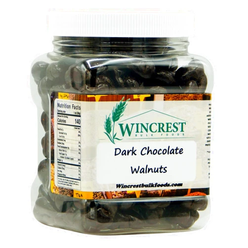 WinCrest Bulk Foods Dark Chocolate Covered Walnuts - 1.25 Lb Tub
