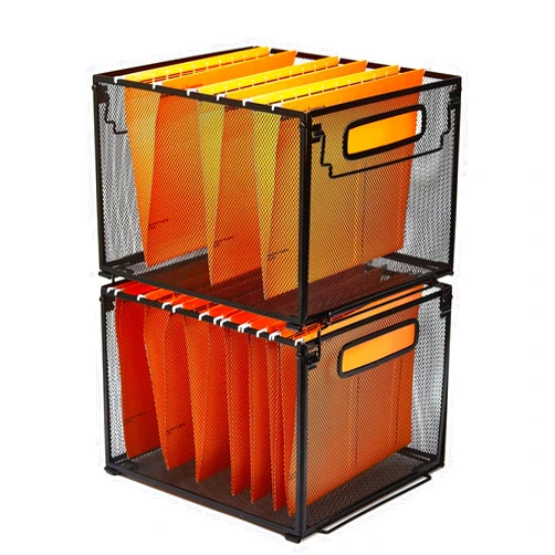 SETTFRFE 2 Pack File Organizer,Metal File Crates for Hanging Folders,Hanging Folder Organizer,Letter Size, Black