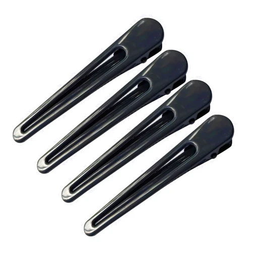 KINGWEDDING 4 Pcs 3 Inch Solid Color Metal Spike Alligator Duck Bill Hair Clips Metallic Duckbill Hair Barrettes Chic Hair Clips for Styling Long Hair (Grey)