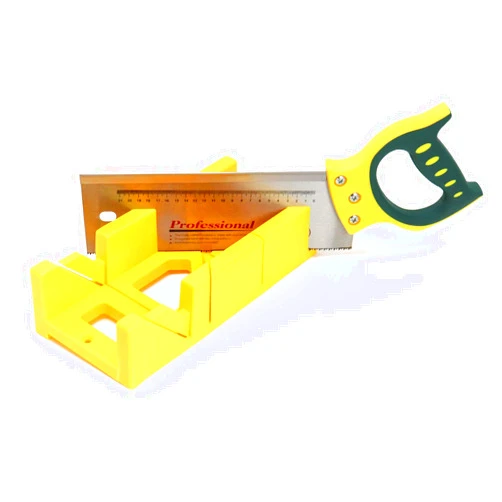 QWORK Multifunction 12” Mitre Box with 14” Back Saw 45° hole slot