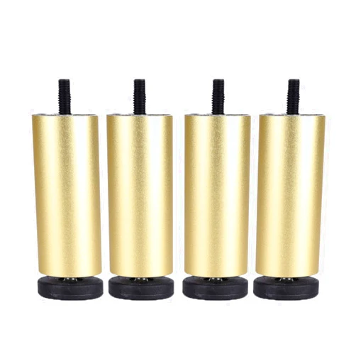 Sonakia Metal Furniture Legs, 4Pcs Table Feet, Aluminum Alloy Replacement Legs, Used for Bed, Cabinets, Bathroom, Cylindrical Sofa Feet, Adjustable Height, Stable, Can Load 300Kg,Gold,20cm/8in