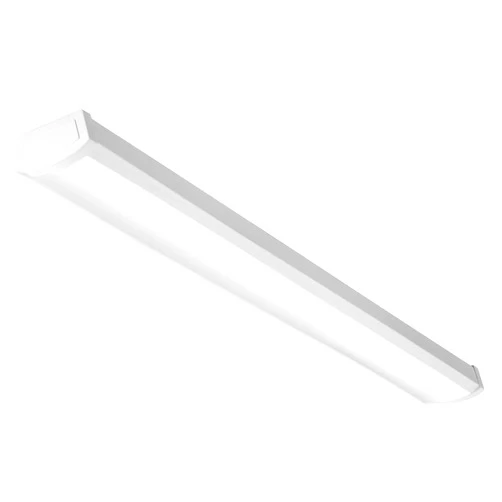 Lithonia Lighting FMLWL 48 830 Low-Profile LED Flush Mount Ceiling Light, Wraparound Lighting Fixture for Kitchen, Laundry Room, Garage, and More, 4-Foot, 3000K Warm White