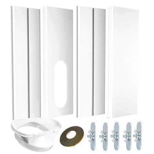 gulrear Portable air Conditioner Window kit Universal Portable AC Window Vent kit with 4 Plates Seamless Slot Style Portable ac Window kit Adjustable Length from 20