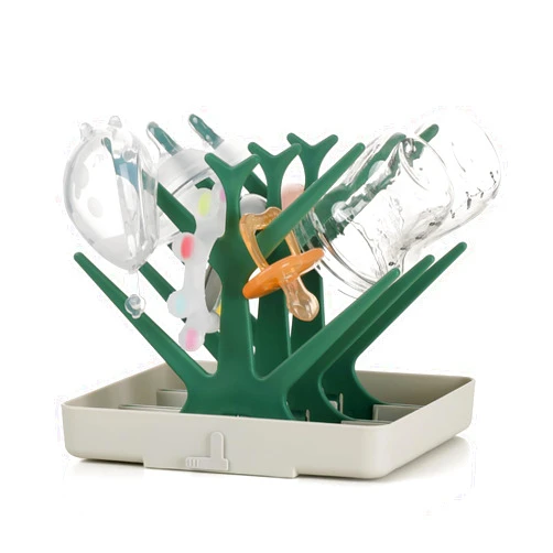 haakaa Baby Bottle Drying Rack, Space Saving Bottle Drying Tree for Bottles/Pump Parts/Pacifiers and Other Baby Essentials, Easy-Store Dryer Rack Great for Home & Travel, BPA Free (Forest Green)