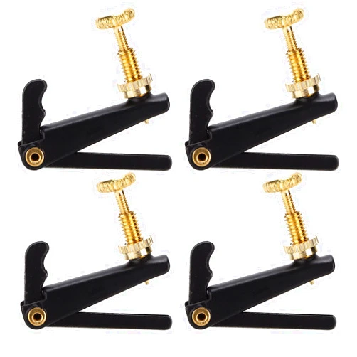 Natudeco 4Pcs Violin Fine Tuners Metal Violin String Violin Fine Tuner Screw Adjuster Replacement Musical Accessories for 3/4 4/4 Violins(Black)