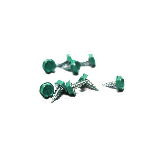 Trinity Fastener (100) 6 x 3/8 Slotted Hex Head Sheet Metal Screws (Marine Green)