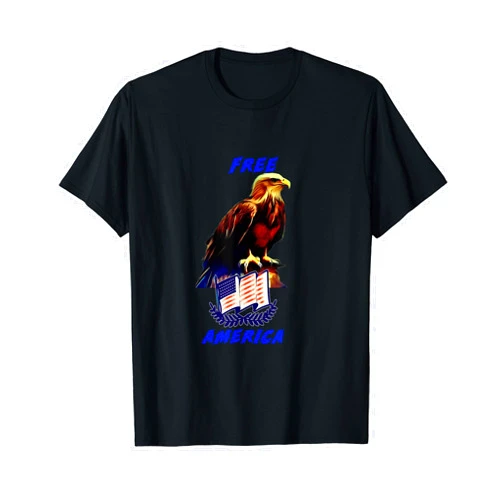 VLF Fun Designs Free, America, Bald Eagle and Flag T-Shirt