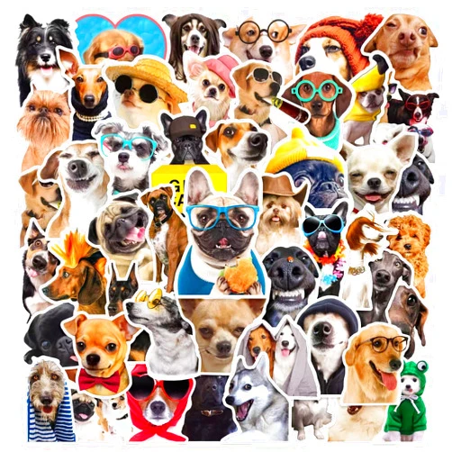 Generic 50 PCS Cute Dog Stickers,Funny Animal Stickers,Waterproof Vinyl Puppy Decals for Water Bottle Laptop Luggage Skateboard Scrapbook Guitar