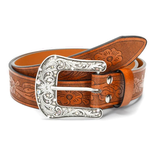 Eohak Western-Belt-for-Women-Cowgirl, PU-Leather-Waist-Belts with Vintage-Carved-Buckle and Tips-Ends for Jeans Pants Dresses