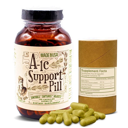 Medicine Man Plant Co A-1C Support 120 Capsules - Natural and Organic with Bitter Melon, Holy Basil, and Aloe Vera Extract - Non-GMO and Herbal Formula