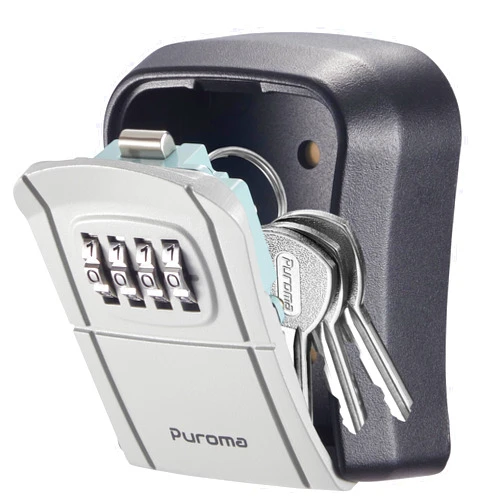 Puroma Key Lock Box Combination Lockbox Wall-Mounted Key Storage Box for House Keys, Resettable Code Safe Security Lock Box for Home, Office, Garage, Apartment Spare Key Storage (1 Pack, Grey)