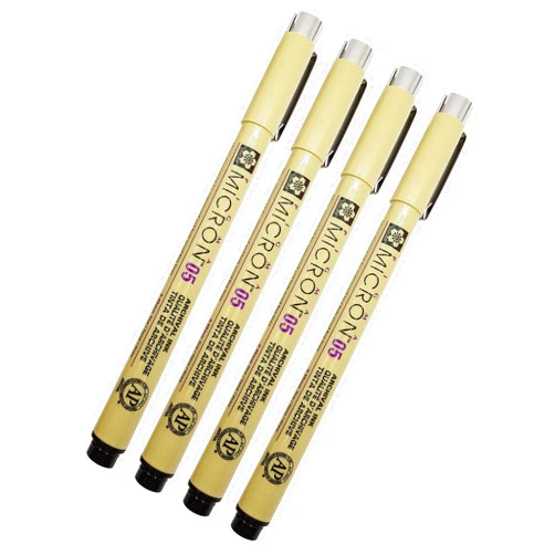 Sakura Pigma Micron 05 Black Pen 0.45mm Line Width Pack of 4 (05)